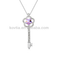 Key pendant necklace meaning artificial white gold filled flower crystal necklaces set